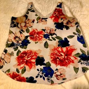 Crepe sleeveless lined floral top